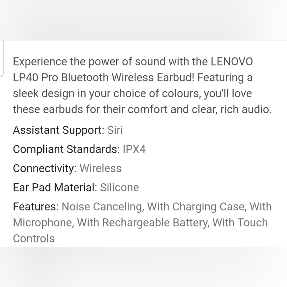 NIB Lenovo Live Pods LP40, White/Black - Picture 6 of 6